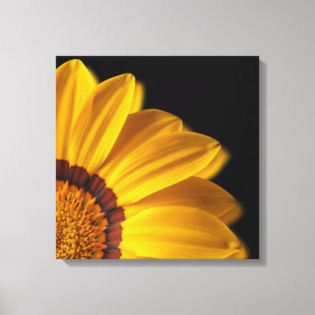Yellow flower on  black background canvas print (Front)