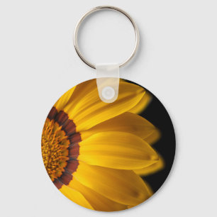 Yellow flower on black background keychain
