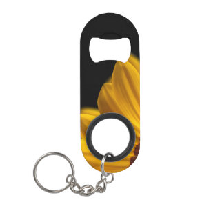 Yellow flower on  black background keychain bottle opener