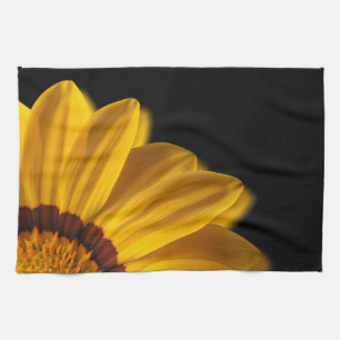 Yellow flower on black background kitchen towel