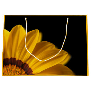 Yellow flower on  black background large gift bag