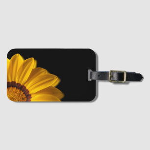 Yellow flower on  black background luggage tag
