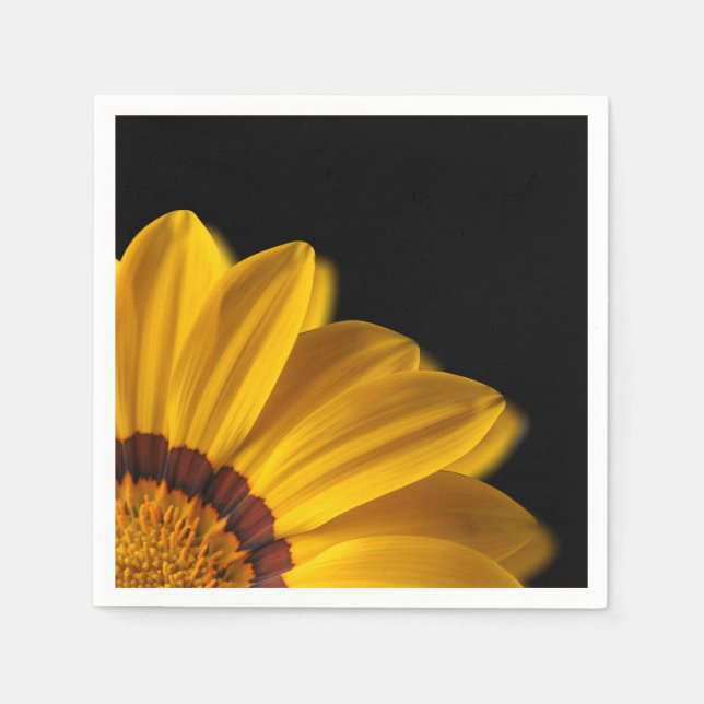 Yellow flower on  black background napkin (Front)