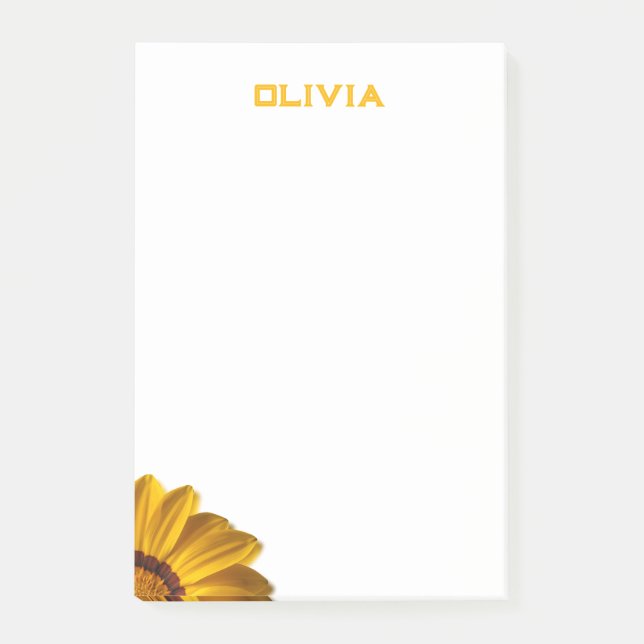 Yellow flower on  black background post-it notes (Front)
