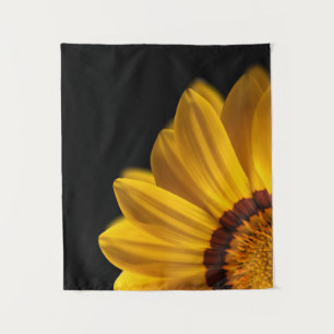 Yellow flower on black background tapestry