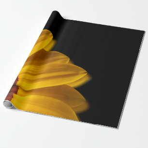 Yellow flower on  black background wrapping paper
