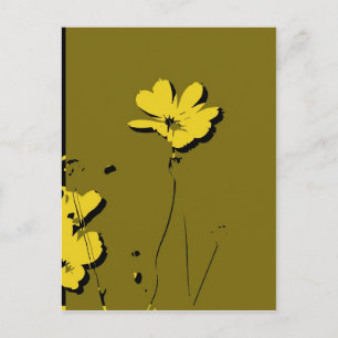 Yellow Flower on Green Background - Fine art Postcard