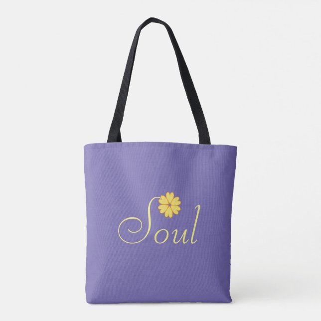 Yellow Flower on Lavender Blue Tote Bag (Back)
