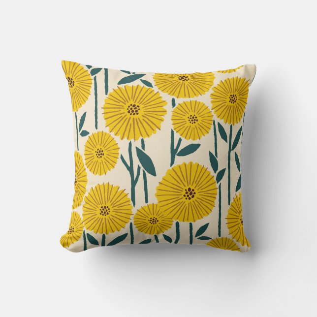 Yellow Flower Outdoor Pillow (Front)