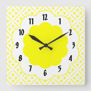 Yellow Flower Pattern Retro Wall Clock