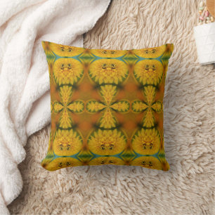 Yellow Flower Petals Abstract Design  Throw Pillow