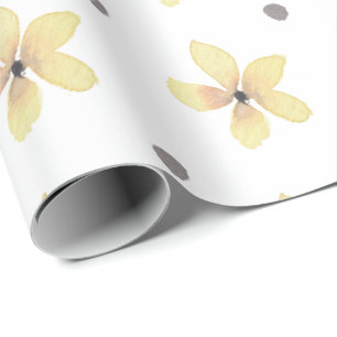 Yellow Flower & Polka Gift Wrapping Paper