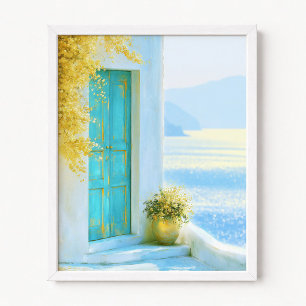 Yellow Flower Pot Illustration Poster