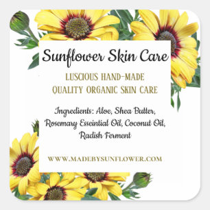 Yellow Flower Product Ingredient Square Sticker