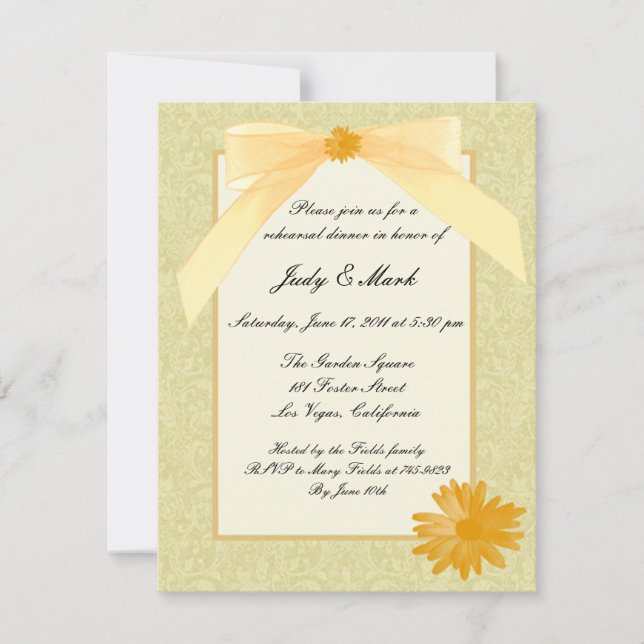 Yellow Flower Rehearsal Dinner Invitation (Front)