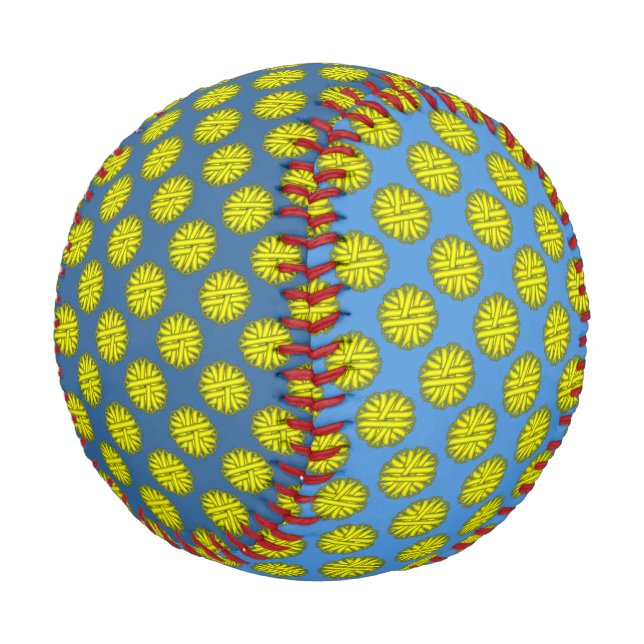 Yellow Flower Ribbon by Kenneth Yoncich Baseball (Angled)