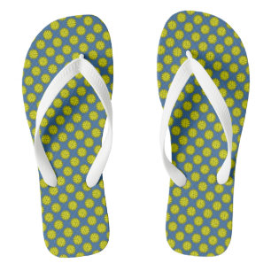 Yellow Flower Ribbon by Kenneth Yoncich Flip Flops