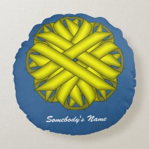 Yellow Flower Ribbon by Kenneth Yoncich Round Pillow