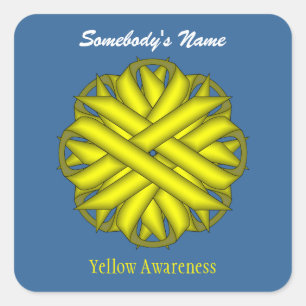 Yellow Flower Ribbon by Kenneth Yoncich Square Sticker
