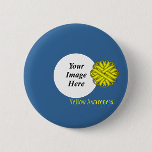 Yellow Flower Ribbon Template by Kenneth Yoncich 2 Inch Round Button