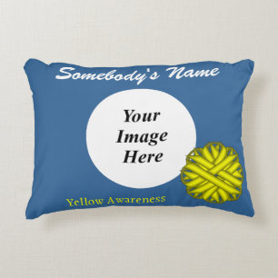Yellow Flower Ribbon Template by Kenneth Yoncich Accent Pillow