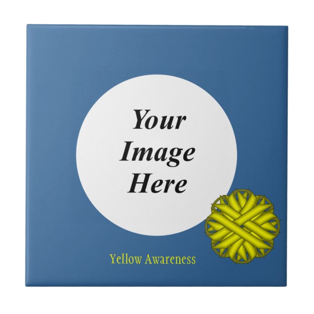 Yellow Flower Ribbon Template by Kenneth Yoncich Tile (Front)