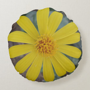 Yellow Flower Round Pillow