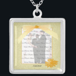 Yellow Flower Silver Square Photo Necklace<br><div class="desc">Personalize this pretty necklace to have as wedding favours at your wedding reception or to have one yourself as a remembrance of your special day. This necklace is also the perfect gift for the bride at her bridal shower. Personalize by adding your photo, and changing the text in the fields...</div>