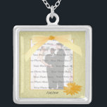 Yellow Flower Silver Square Photo Necklace<br><div class="desc">Personalize this pretty necklace to have as wedding favours at your wedding reception or to have one yourself as a remembrance of your special day. This necklace is also the perfect gift for the bride at her bridal shower. Personalize by adding your photo, and changing the text in the fields...</div>