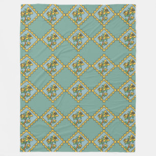 Yellow flower stamp pattern fleece blanket