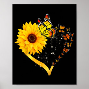 Yellow Flower Summer Floral Sunflower Heart Love Poster