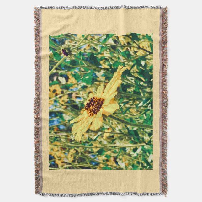 Yellow Flower Throw Blanket (Front Vertical)