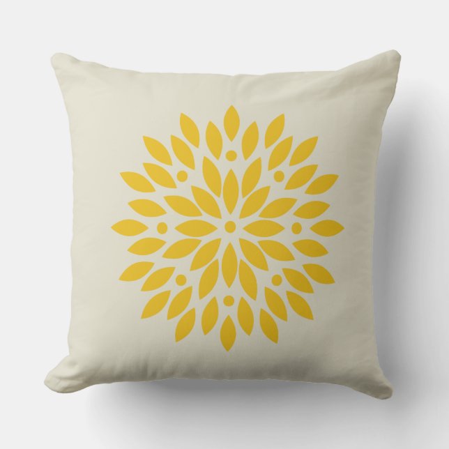 YELLOW FLOWER THROW PILLOW (Front)