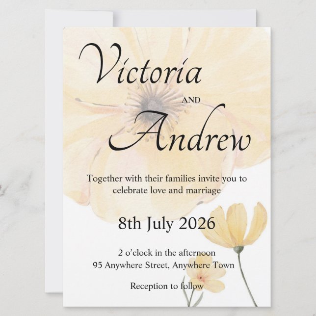Yellow Flower Wedding Invitation (Front)
