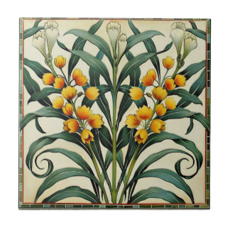 Yellow Flower with Lillies Tile