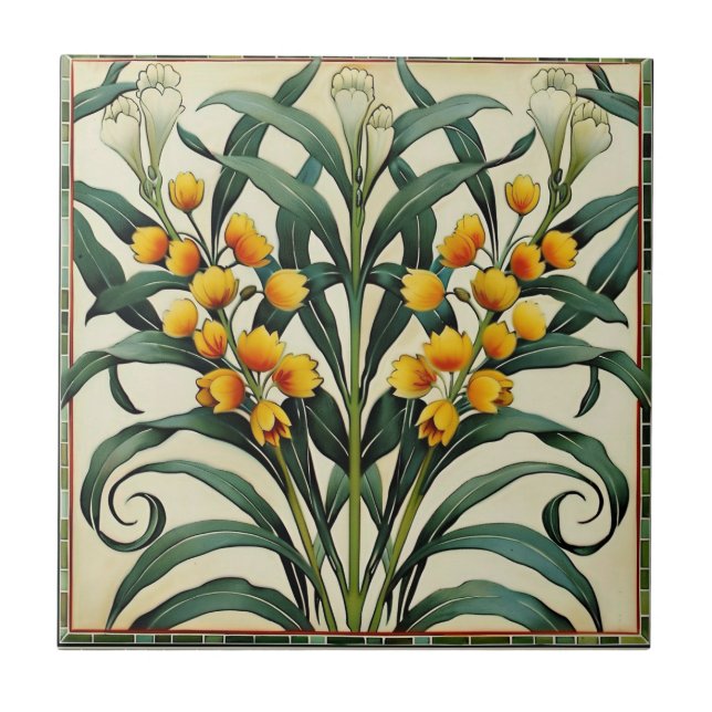 Yellow Flower with Lillies Tile (Front)