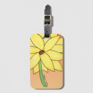 Yellow Flower with orange background Luggage Tag