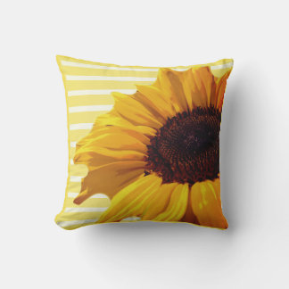 Yellow Flower with Striped Background Outdoor Pillow