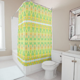 Yellow Flowered Shower Curtain