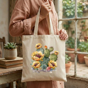 Yellow Flowering Cactus Tote Bag