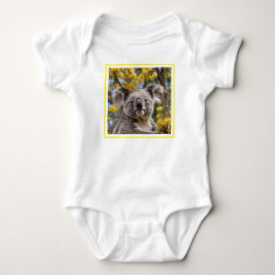 Yellow Flowering Wattle Tree With A Koala, Baby Bodysuit