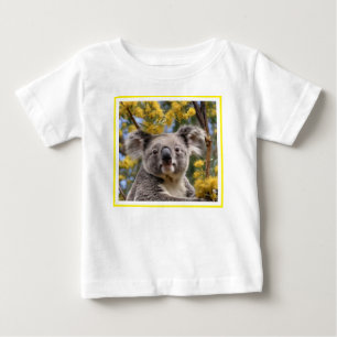 Yellow Flowering Wattle Tree With A Koala, Baby T-Shirt