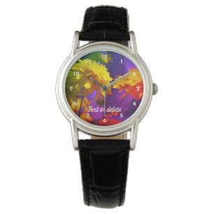 Yellow Flowers Abstract Personalized  Watch