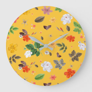 Yellow Flowers and White Roses 10 Large Clock