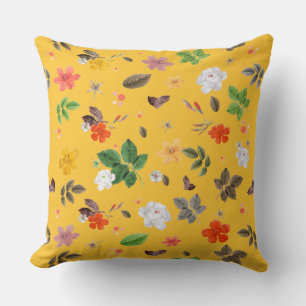 Yellow Flowers and White Roses 10 Throw Pillow