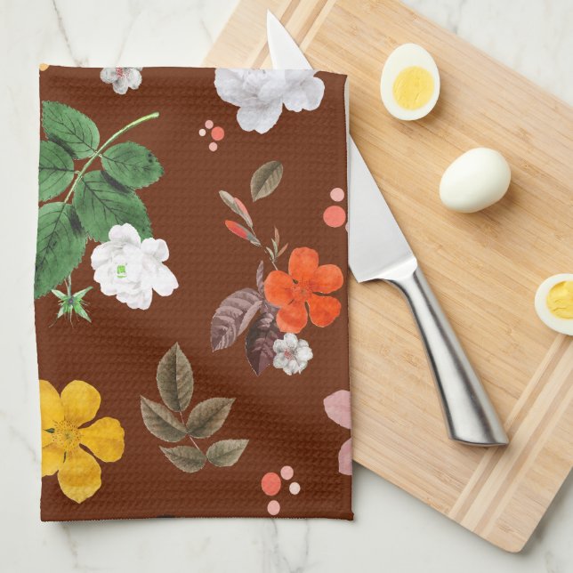 Yellow Flowers and White Roses 12 Kitchen Towel (Quarter Fold)