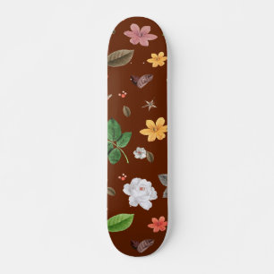 Yellow Flowers and White Roses 12 Skateboard