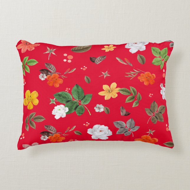 Yellow Flowers and White Roses 13 Accent Pillow (Front)