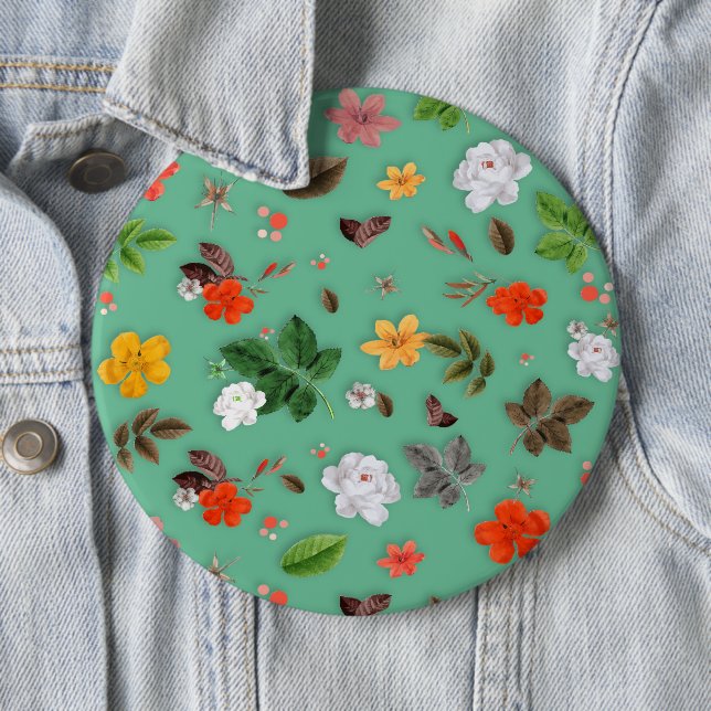 Yellow Flowers and White Roses 14 6 Inch Round Button (In Situ)