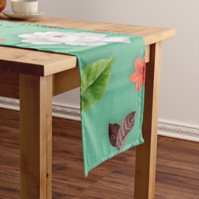 Yellow Flowers and White Roses 14 Short Table Runner (In Situ)